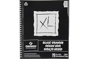 Canson XL Series Drawing Paper, Black, Wirebound Pad, 11x14 inches, 40 Sheets (92lb/150g) - Artist Paper for Adults and Students - Colored Pencil, Ink, Pastel, Marker
