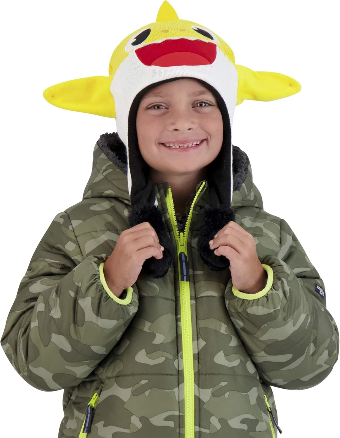 Nickelodeon Winter Hat Squeeze and Flap Fun Cold Weather Beanie for Children, Yellow/White, Little Kids Age 4-7: Clothing