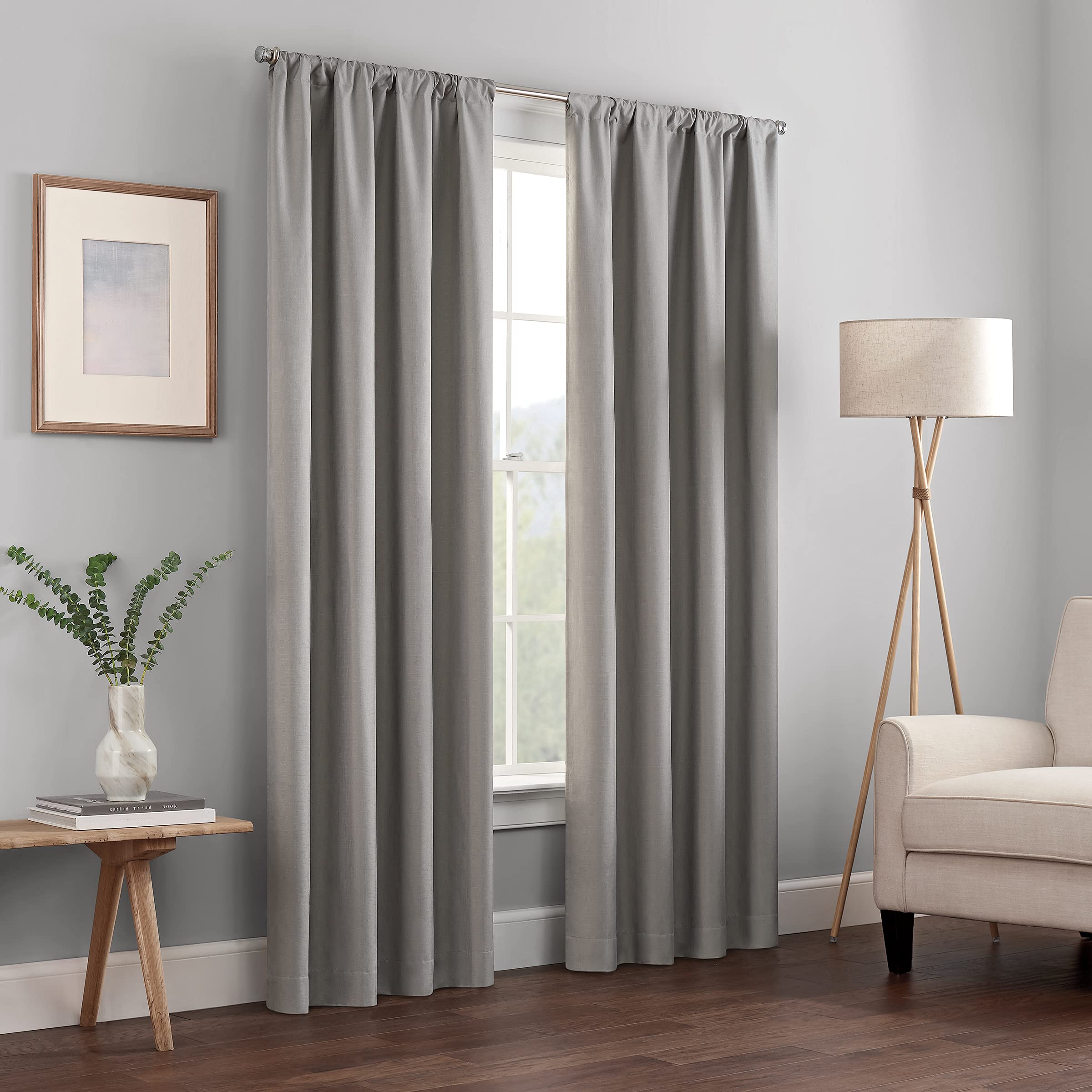 ECLIPSE Kendall Modern Blackout Thermal Rod Pocket Window Curtain for Bedroom or Living Room (1 Panel), 42 x 95, Grey — image 1