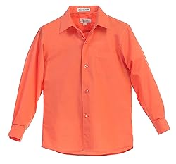 Gioberti Boys Long Sleeve Solid Dress Shirt, Coral, 6
