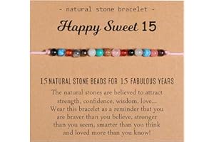 Korotho Natural Crystal Milestone Birthday Bracelet Gifts for Girls Women, Happy Birthday Adjustable Bracelets Present Christmas Gift for Daughter Granddaughter Niece Sister Friends Mom Auntie