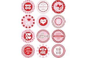 WhatSign 36Pcs Valentines Day Stickers Valentine Labels Stickers Gift Tags Happy Valentines Heart Stickers Valentine Stickers for Cards Envelope Seals Boxes Gift Wrap Valentine Party Favors Decoration