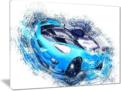 Amazon デジタルアートpt2640 40 30 スカイブルーとブラックスポーツ車 キャンバスアートプリント アートフレーム ポスター オンライン通販