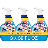 Clorox Plus Tilex Mold and Mildew Remover, 32 fl. oz., 3 Pack | Bathroom Cleaner Spray with Bleach, Safe for Most Tubs and Countertops, Kills 99.9 Percent of Mold and Mildew