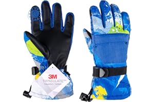 TRIWONDER Kids Ski Gloves for Boys & Girls, Winter Waterproof Thermal Touch Screen Snow Gloves for Cold Weather Skiing Snowbo