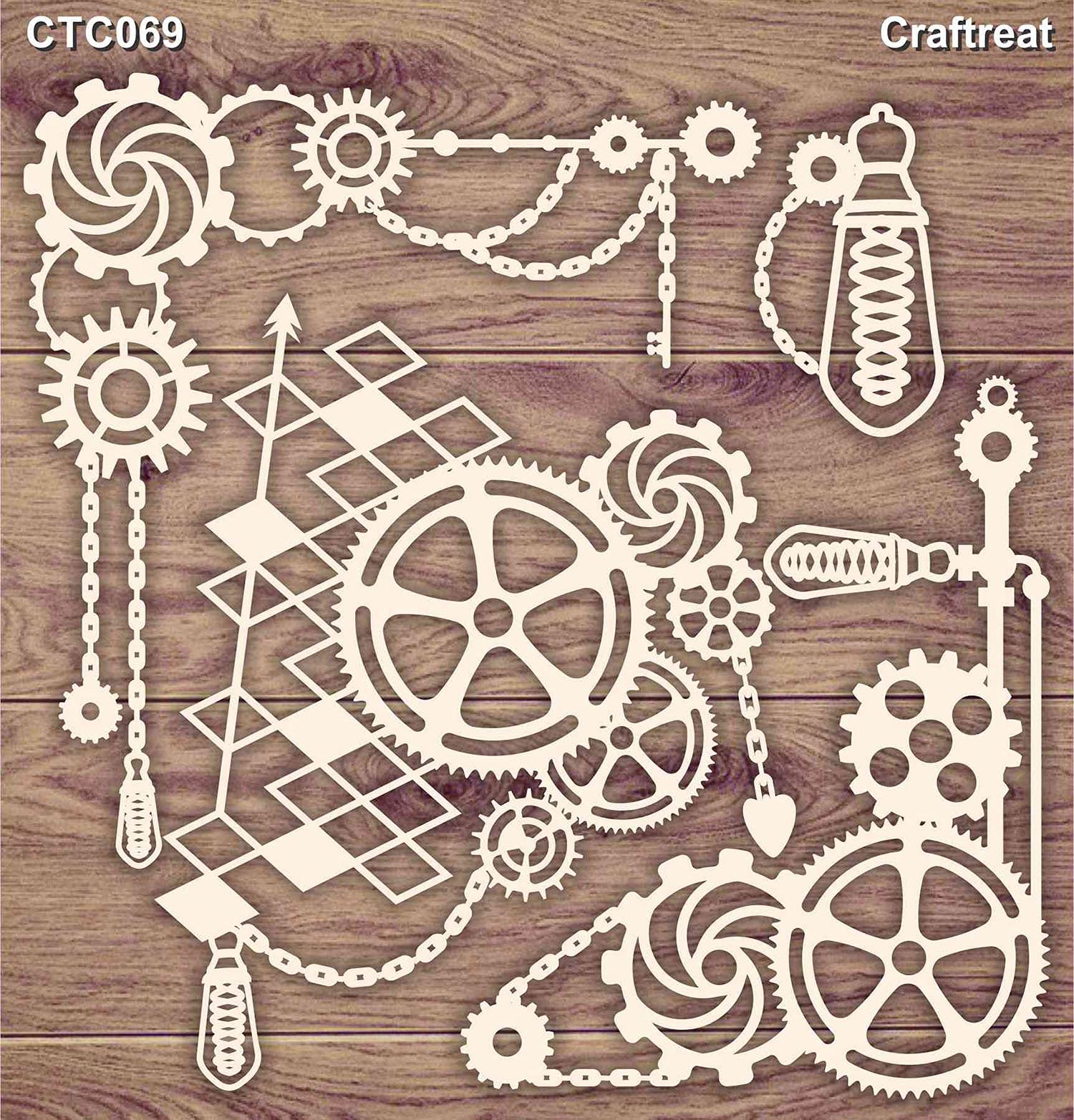 CrafTreat Reusable Steampunk Chipboard Embellishments for Card Making and Scrapbooking - Steampunk Bulbs - Size: 5.5X6 Inches - Laser Cut Chipboard Embellishments for Crating Mixed Media