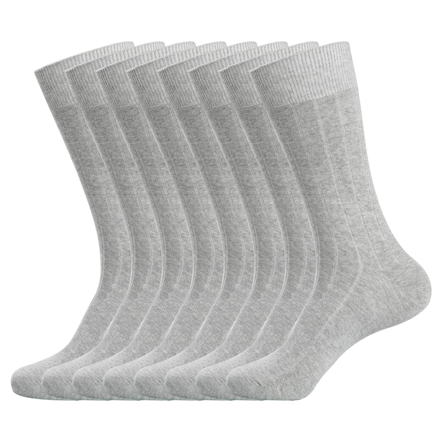Photo 1 of WANDER Dress Socks Men's Classic Cotton Solid Premium Ribbed Socks Seamless Soft for Office Business 8 Pairs 13-15 Grey