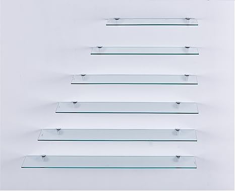 Euro Tische Glas Wandregal Klarglas - Glasregal mit 6mm ESG Sicherheitsglas - perfekt geeignet als Badablage/Glasablage für B
