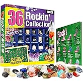 Gamerside Rock Collections for Kids - 36 Real Rocks, Gemstones & Crystals Collection – Educational Science Kit, Great STEM Gift for Boys & Girls Ages 6-12