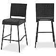 GDFStudio Patio Furniture ~ Wicker Outdoor Bar Stool (Set of 2)