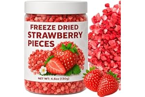 EGCINA 4.6oz Freeze Dried Strawberries Pieces - 100% Natural Sweet Frozen Strawberrys, No Gluten & No Fillers, Dry Strawberry Fruit Flakes for Baking, Oatmeal, Cooking, Flavorful