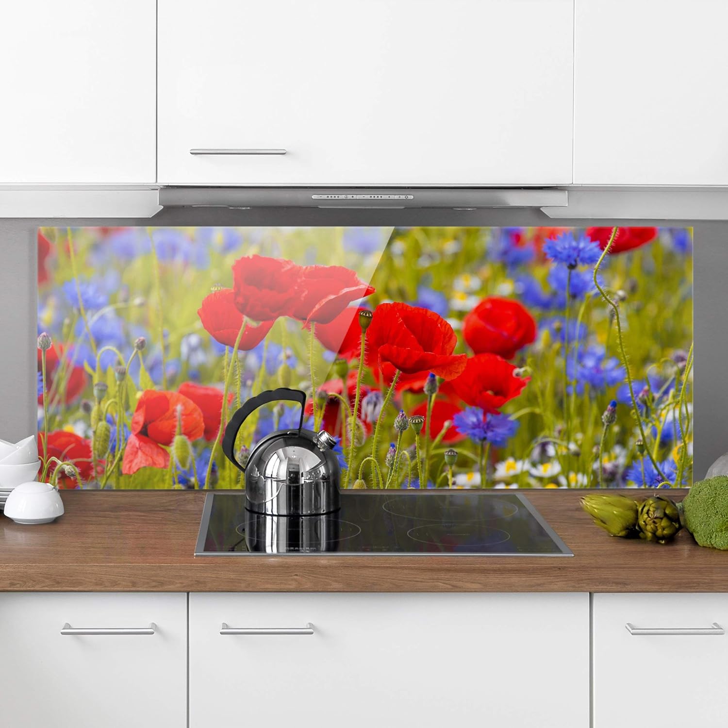 Bilderwelten Spritzschutz Glas Sommerwiese Mit Mohn Und Kornblumen Panorama 40 X 100cm Backofen Herdzubehor Elektro Grossgerate Pozegaonline Rs