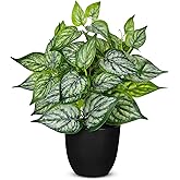 Villa Como 14.5" Artificial Plants Indoor Home Decor, Fake Potted Silk Plants for Shelves Living Room Decorative, Small Artificial Office Desk Plant in Pots, Faux Potted Greenery Tropical House Plant