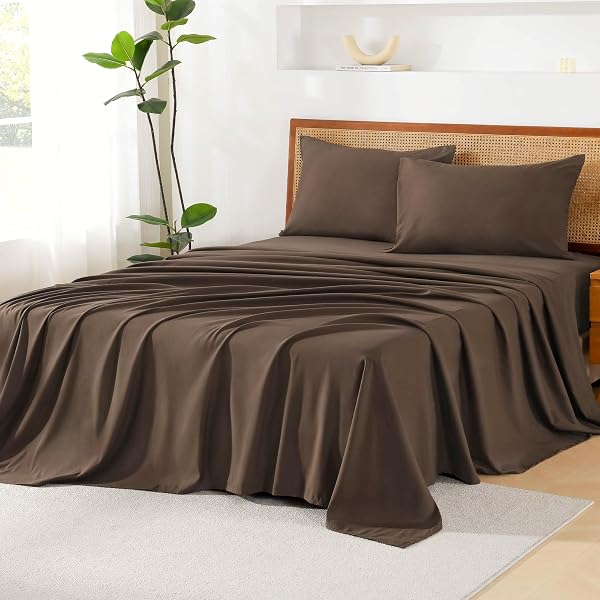 LITANIKA KING SIZE COMFORTER SET WITH SHEETS BROWN – 7 PIECES BED IN A BAG KING CHEVRON TUFTED COMPLETE BEDDING SETS WITH COMFORTER, SHEETS, PILLOWCASES & SHAMS