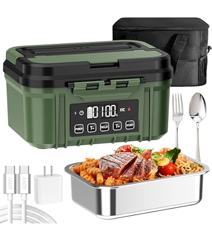 Boîte à Lunch électrique Sans Fil 1.2L Avec Batterie, Chargeur USB-C, étui Inclus - Bleu