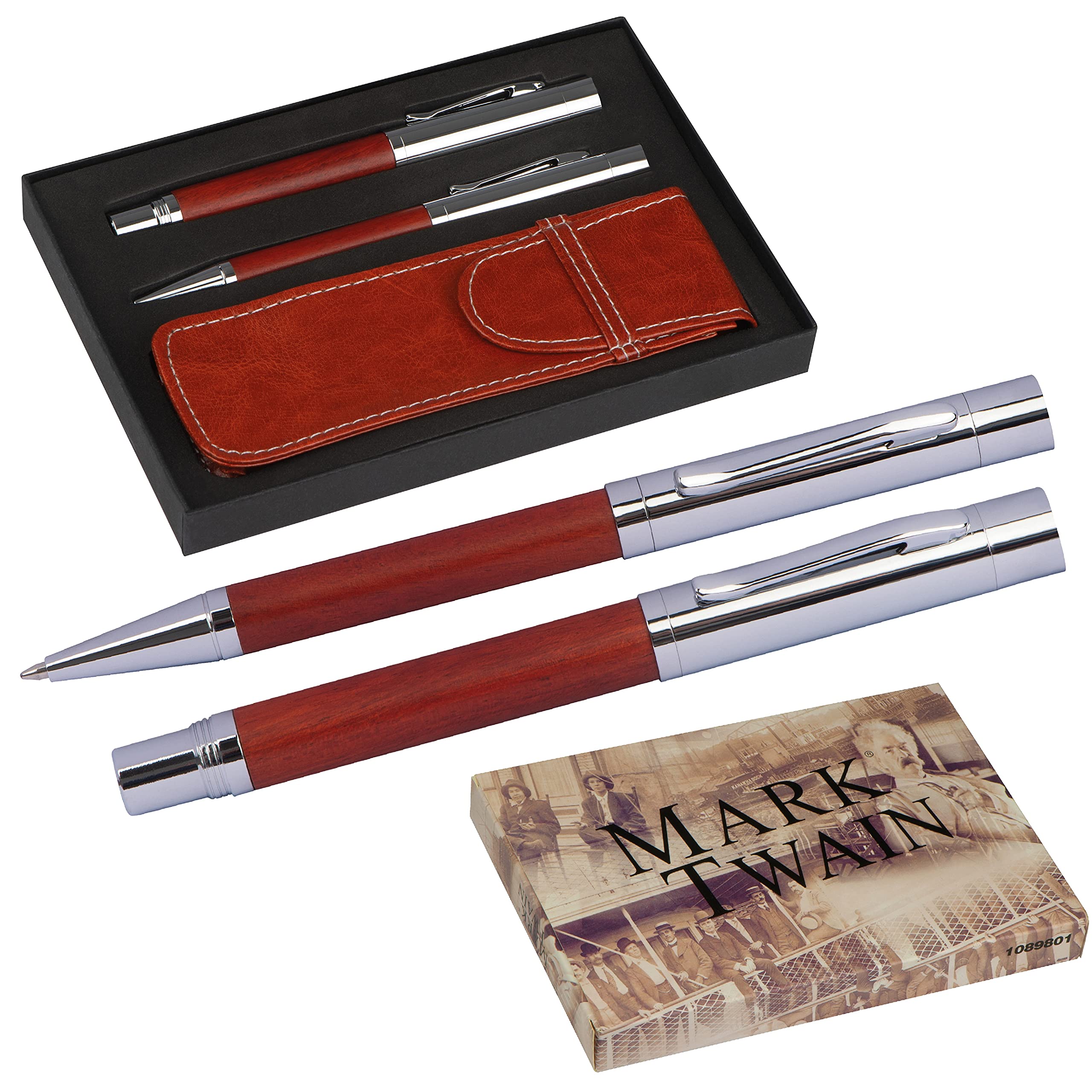 Mark Twain Writing Set Including Ballpoint Pen and Fountain Pen Fine Writing Material for Office and Workplace