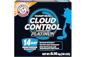 ARM & HAMMER Platinum Cat Litter, Cloud Control, Complete Odour Sealing with 14 Days of Odour Control, Multi-Cat Clumping Cat