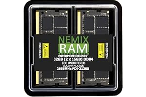 32GB 2X16GB DDR4 2666MHZ PC4-21300 2Rx8 1.2V CL19 260-PIN ECC Unbuffered SODIMM KIT NEMIX RAM Compatible with Synology D4ES01