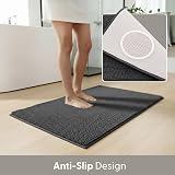 KEPLIN Non-Slip Microfibre Bath Mat 50x80cm Grey Soft Plush view 6