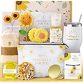 Briney Valentines Day Gift for Women Sunflower Present Basket, Yellow Birthday Baskets, Relaxing Self Care Package for Mom Wife Girlfriend Sister Best Friend