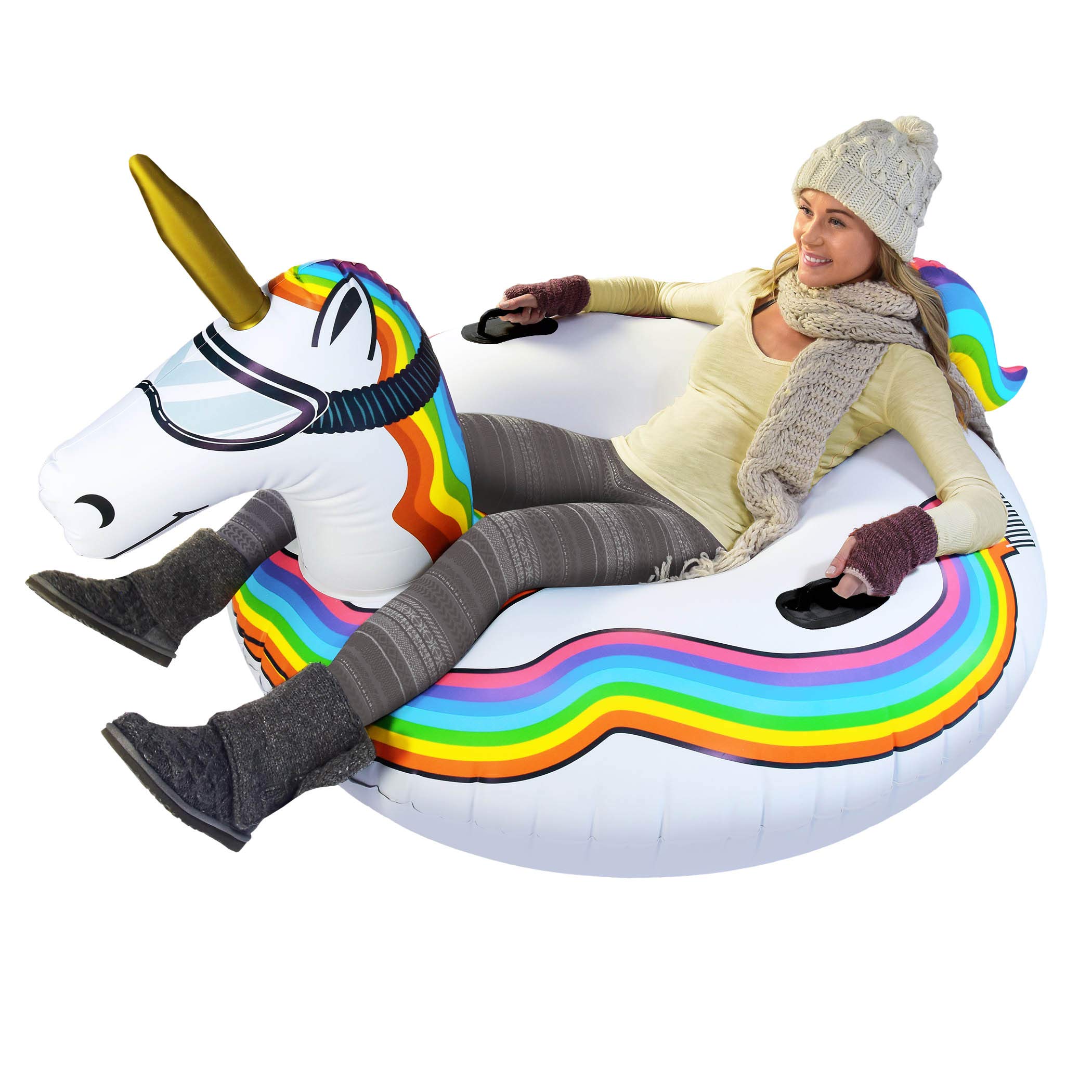 Photo 1 of GoFloats Winter Snow Tube - Inflatable Sled for Kids and Adults (Choose from Unicorn, Disney's Frozen, Ice Dragon, Polar Bear, Penguin, Flamingo)