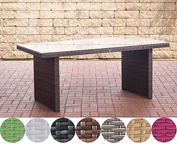 CLP Poly-Rattan Garten-Tisch AVIGNON, Größe: 180 x 90 cm, Höhe: 75 cm, bis zu 5 Rattan-Farben wählbar braun-meliert