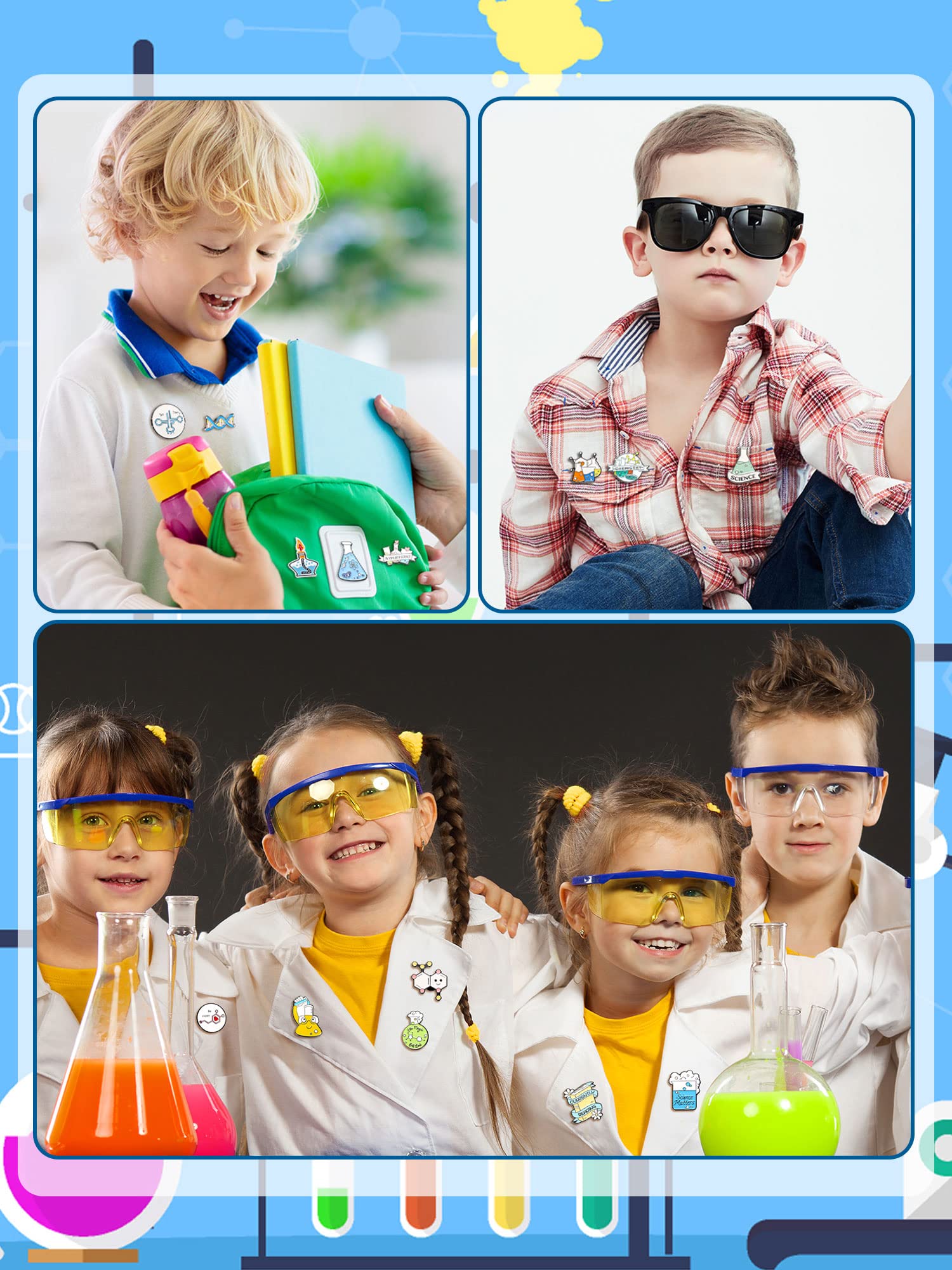 20 Pcs Science Party Favors Enamel Pins Back to School Gifts Science Theme Cute Cartoon Lapel Pin Scientist Laboratory Pins for Badges Chemistry Bag Backpack Party Gifts