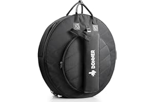 Donner Cymbal Bag with Drumstick Bag, Cymbal Backpack with Handle and Hideable Dual Shoulder Straps, Holds 6 Cymbals and 6 Drum Sticks, Fits Ride up to 24 Inch