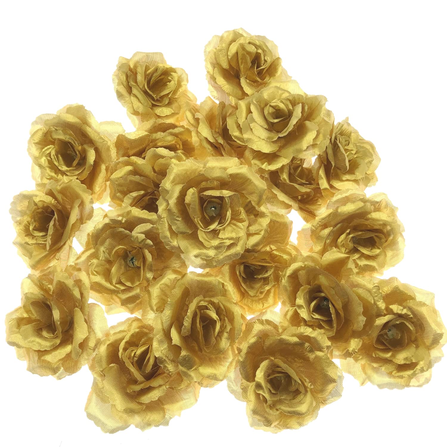 JZK 20 x Gold artificial rose heads fake flower wedding decoration for Valentine's Day Hen party Engagement party