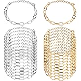 20PCS Chain Bracelets Kit, Alloy Link with Lobster Clasps, Paperclip Chains Bracelets, Jewelry Making Chains for Women, DIY Bracelet Crafts Supplies (Gold and Silver)