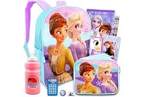 FAST FORWARD Disney Frozen Backpack with Lunch Box Set - Bundle with Backpack, Lunch Bag, Water Bottle, School Supplies, More for Girls