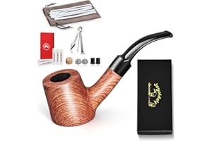 Joyoldelf Rosewood Tobacco Pipe Set, Classic Pipe with Flat Bottom Design, Handmade Pipe with Gift Box for Beginner