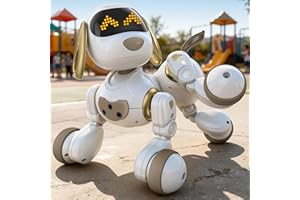 Ruko 18011 Smart Robot Dog, Interactive Puppy with 30 LED Expressions, 20 Actions & 50 Programmable Commands, Voice & Touch Control, Toy for Kids Age 3+