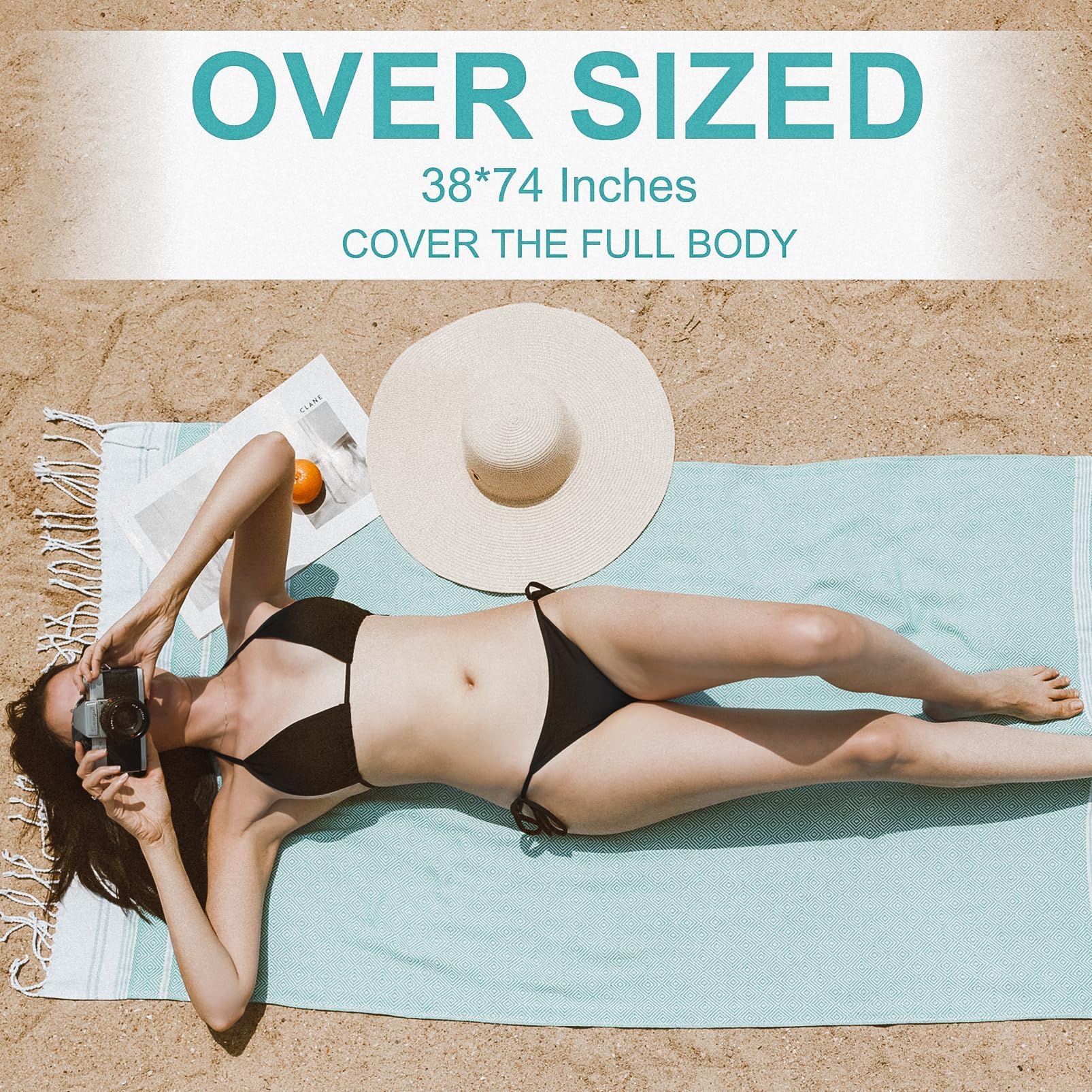 Genovega 6 Packs Oversized Turkish Beach Towels Set Bulk 74