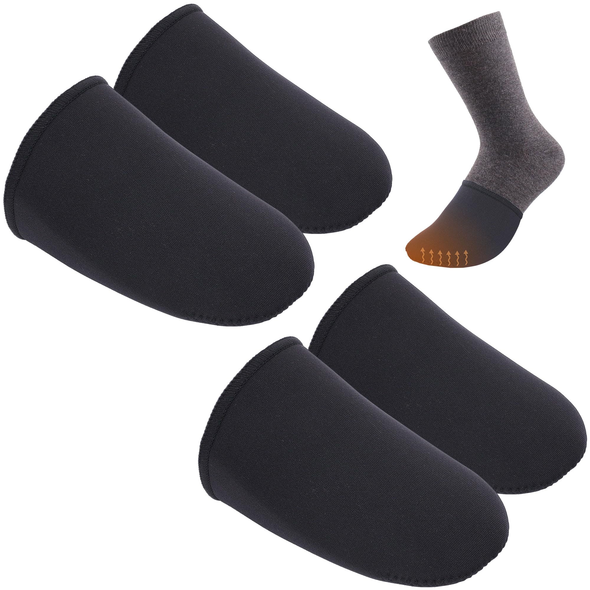 Photo 1 of 2 Pairs 3mm Neoprene Toe Warmers- L Size Toe Covers Toe Warmer Booties- Thermal Foot Toe Caps Socks for Cycling, Hiking, Running, Winter Outdoor Sports (Worn Inside Shoes)