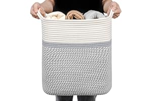 Laughbird Small Laundry Basket Narrow Slim Hamper Woven Blanket for Organization Toy kids Clothes Hamper Basket with Skinny Decorative Rectangle Basket Blanket Basket Living Room, Bathroom 14inch, XL