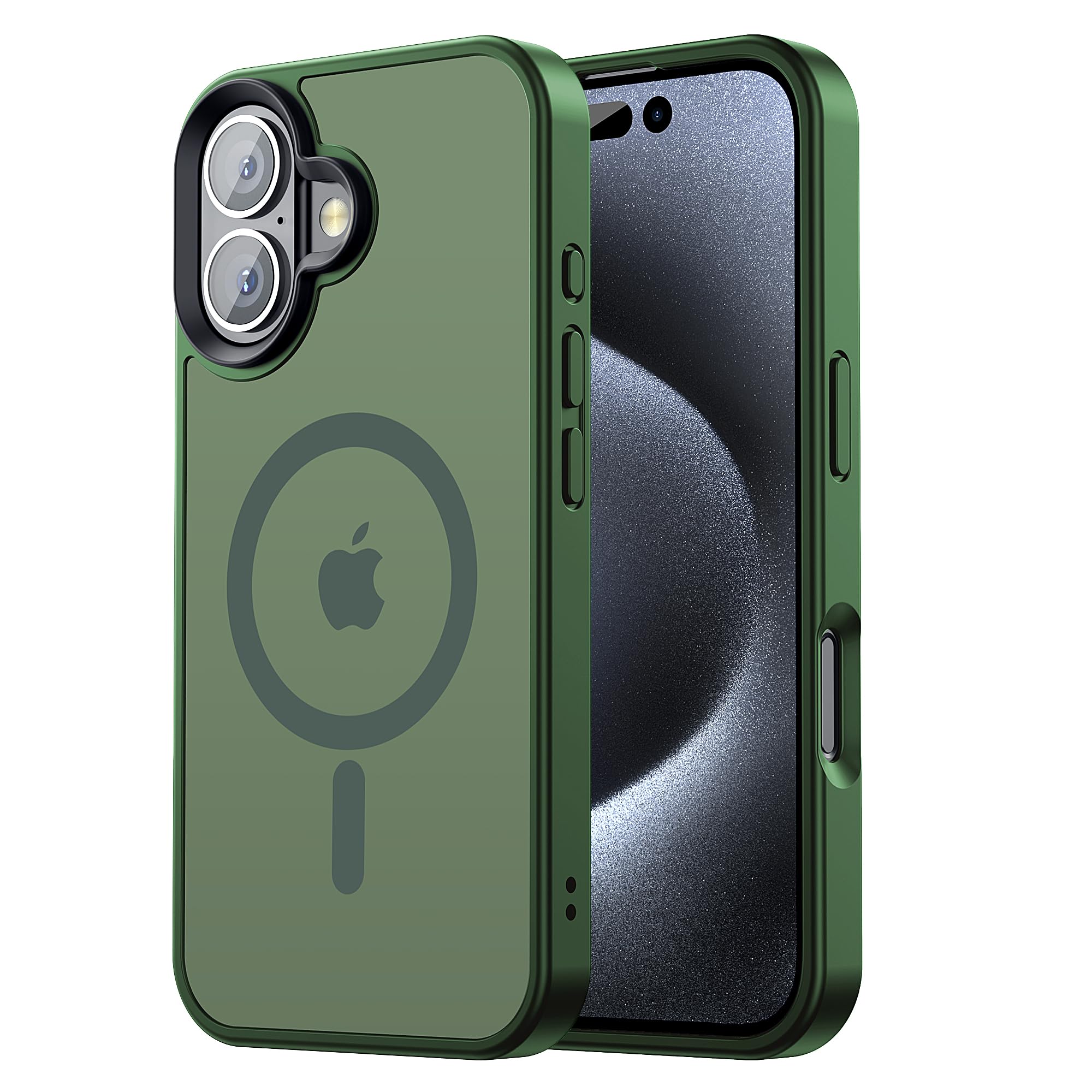 Tigowos Magnetic for iPhone 16 Case Fits MagSafe 16FT Drop Resistant Matte Skin Feeling Back Cover Shockproof Slim Fit for iPhone 16 Phone Case 6.1 inch, Green