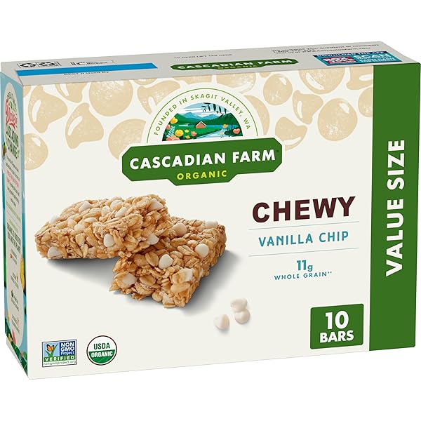CASCADIAN FARM ORGANIC VANILLA CHIP CHEWY GRANOLA BARS,...