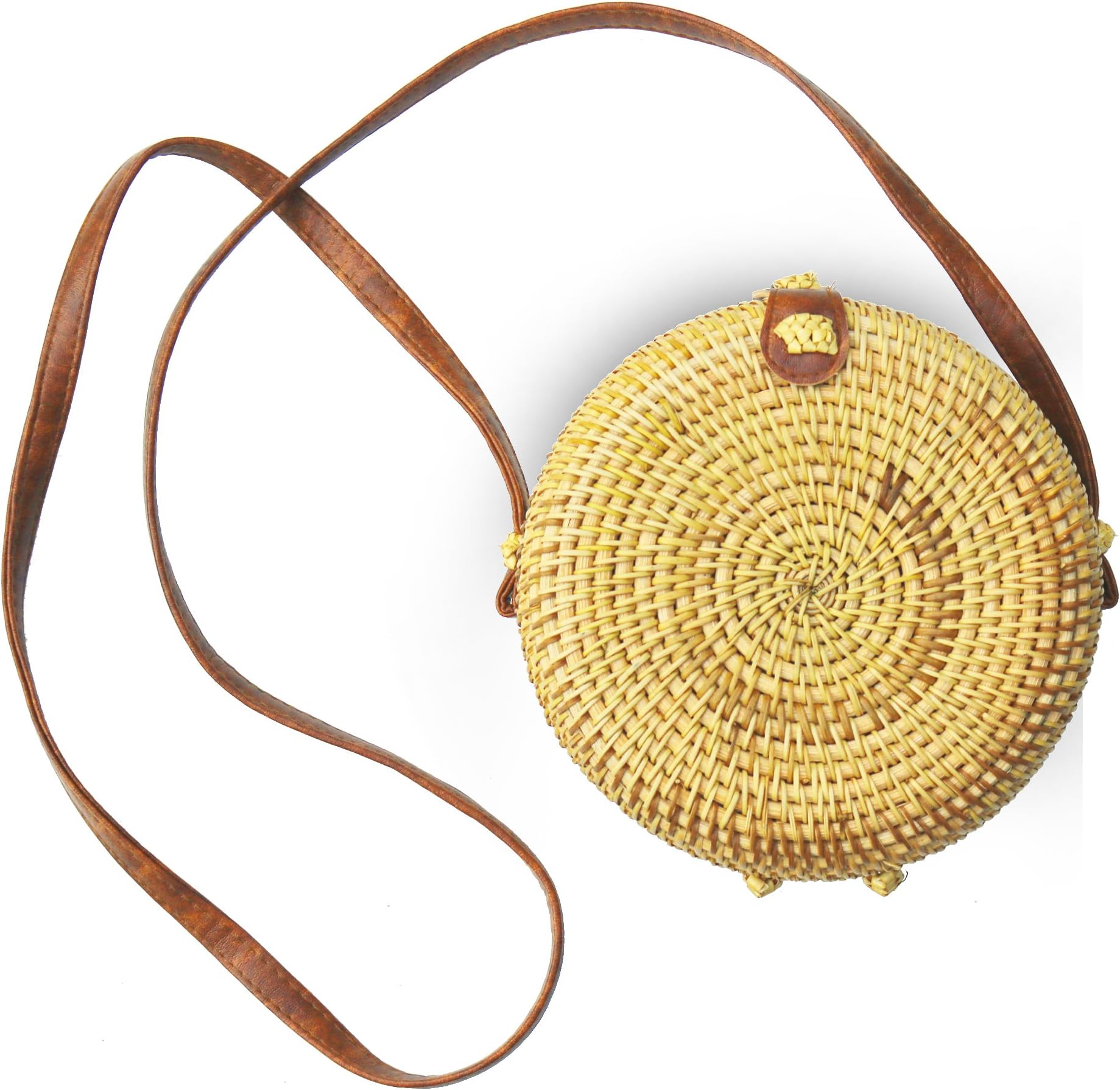 MARIVIS Premium Round Straw Rattan Boho Bag for Women Purse Handmade Clutch Woven Handbag