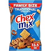 Traditional Chex Mix, Original Recipe, Family Size, 12.5 oz | Corn &amp; Wheat Chex, Rye Chips, Squiggle Breadsticks, Pretzels, 50% Less Fat than Regular Potato Chips
