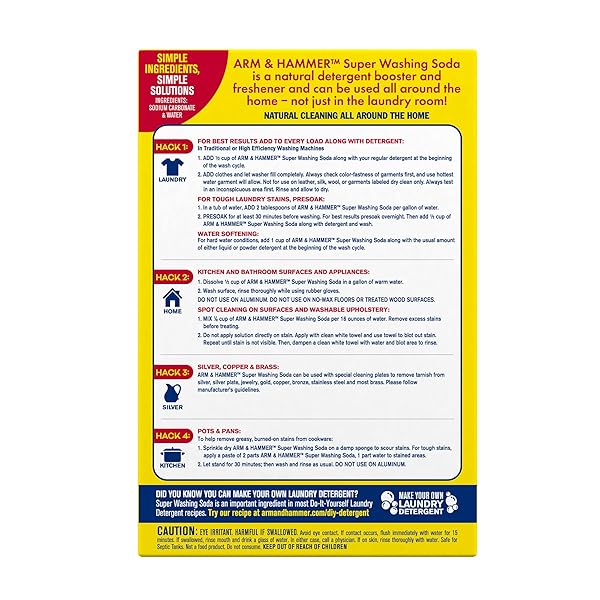 ARM & HAMMER SUPER WASHING SODA HOUSEHOLD CLEANER AND LAUNDRY BOOSTER, 55 OZ BOX