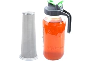GMCOZY Cold Brew Mason Jar Iced Coffee Maker 64 Oz Wide Mouth Jar Cold Brew Pitcher With Coffee Filter Food Grade Airtight & Leak-Proof Pitcher 2 Quart