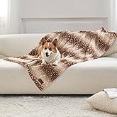 COZY KISS Waterproof Pet Blanket, Christmas Faux Fur Deer Print Blanket, Woman Sofa Bed Couch Throw, Liquid Pee Proof for Large Dog or Cat, Reversible, Washable, Ultra Soft, 40x60 inch, Brown
