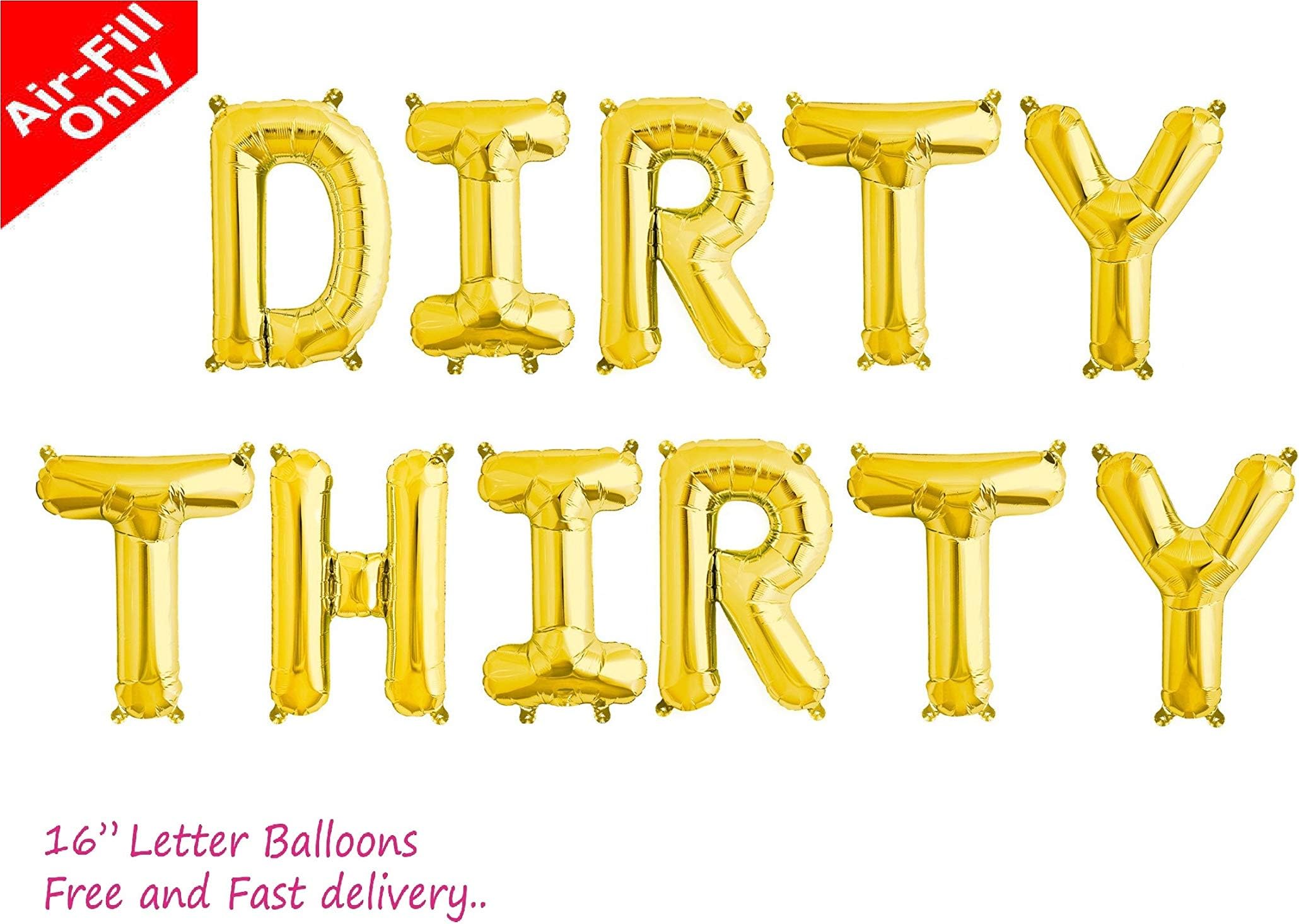 DIRTY THIRTY 16" Letter Balloons 30th Birthday Decoration - UK SELLER (GOLD)