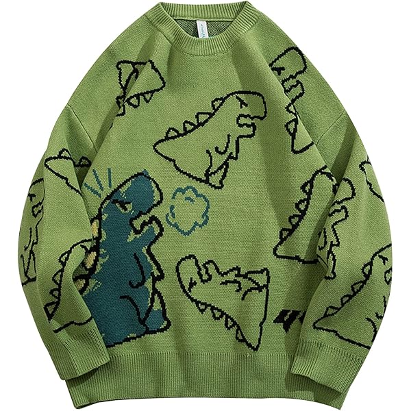 VDWIP Women's Dinosaur Sweater Vintage Oversized Sweater Y2K
