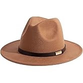 Gossifan Fedora Hats for Men Wide Brim Panama Hat with Classic Belt