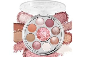 UCANBE Baked Eyeshadow & Blush Palette, High Pigmented Blendable Matte Shimmer Rose Pink Eye Shadow & Cheek Makeup Palette, R