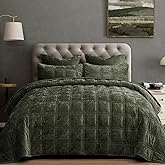 PHF Ultra Soft Velvet Quilt Set Twin Size – 2PCS Luxurious Cozy Quilted Comforter Alternative with Diamond Pattern, Warm Quilted Bedspread Coverlet, 68" x 92", Smokey Olive