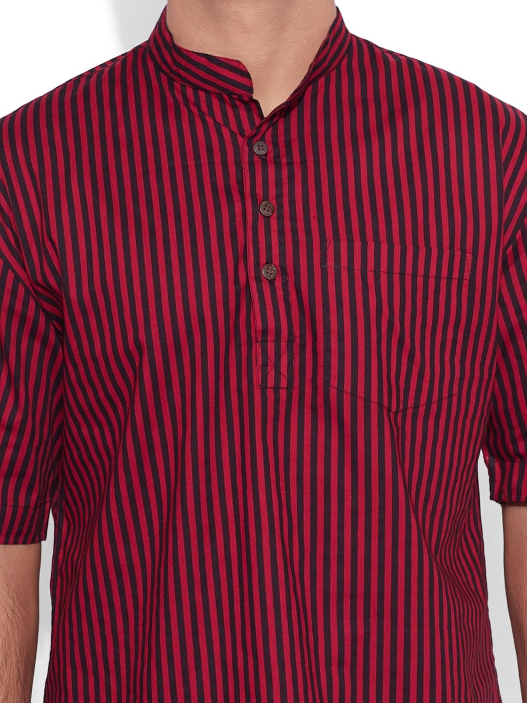 very me men's designer maroon pure cotton printed short kurta