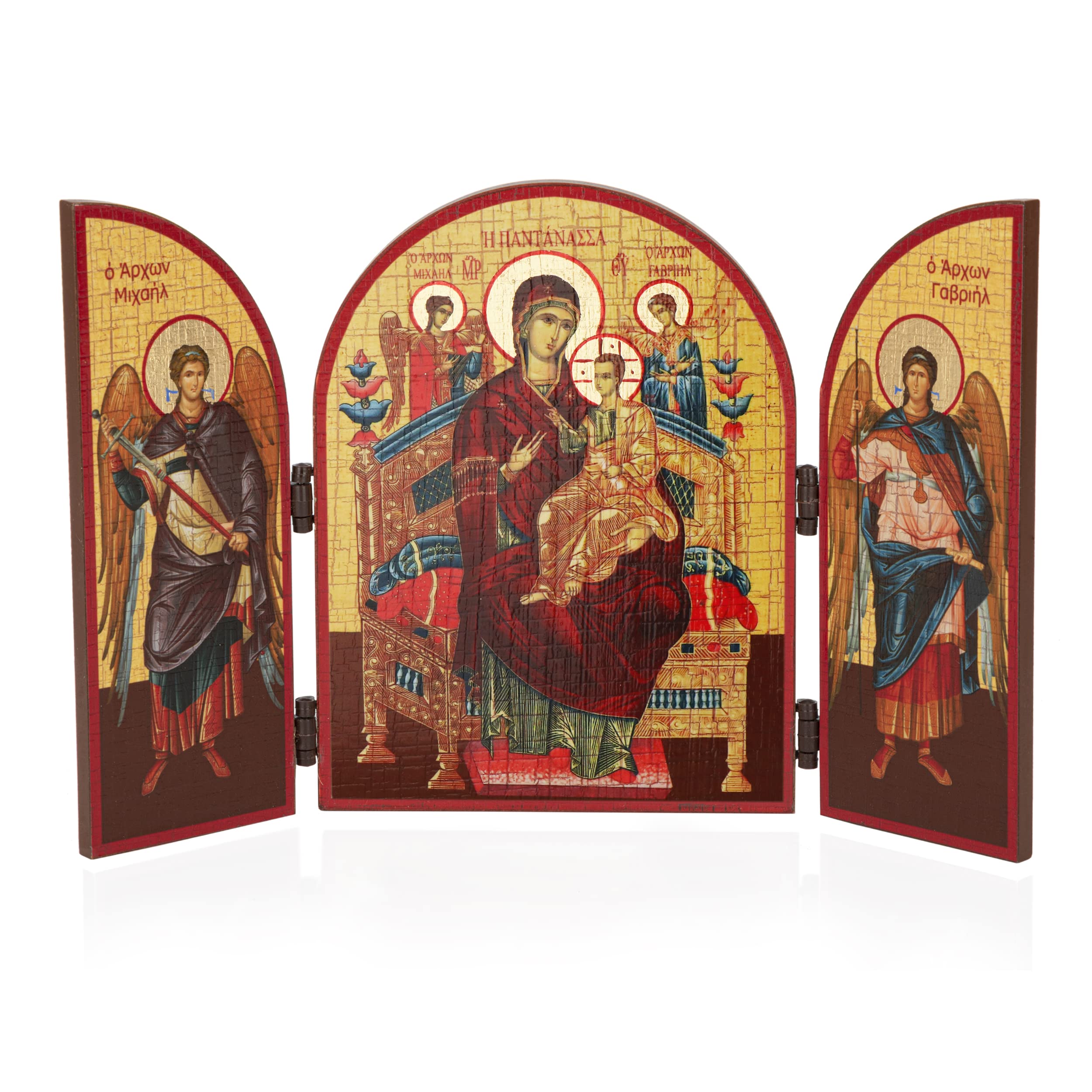NKlaus 11310 Mother of God All Kings Triptych Wooden Icon 25 x 16 cm Christian